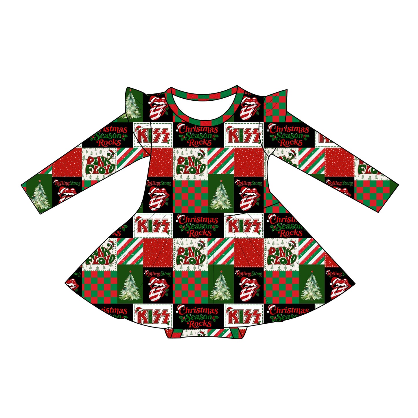 Christmas Rocks long sleeve bodysuit twirl PRE ORDER