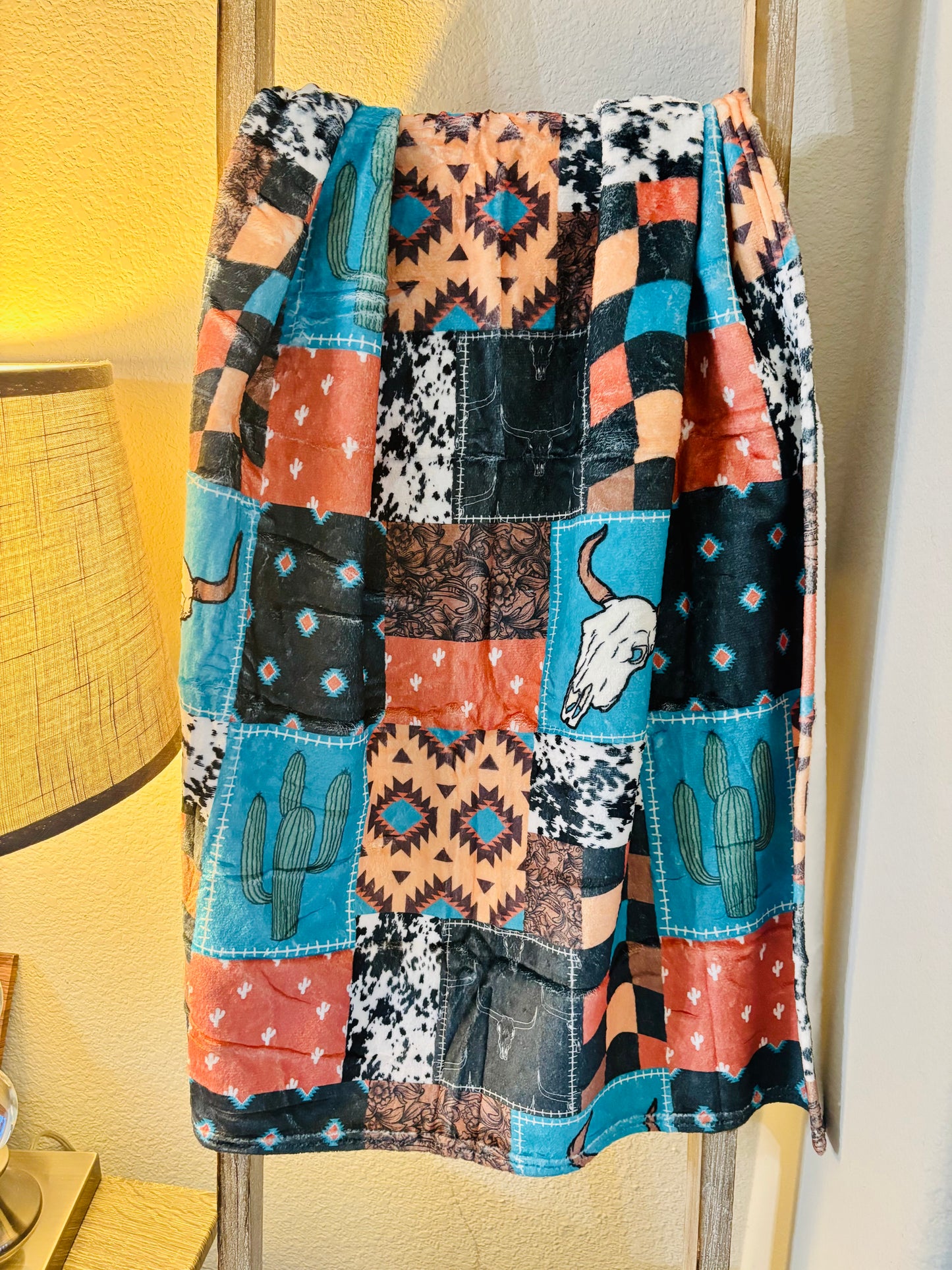 Western checks 50x60 plush Blanket RTS