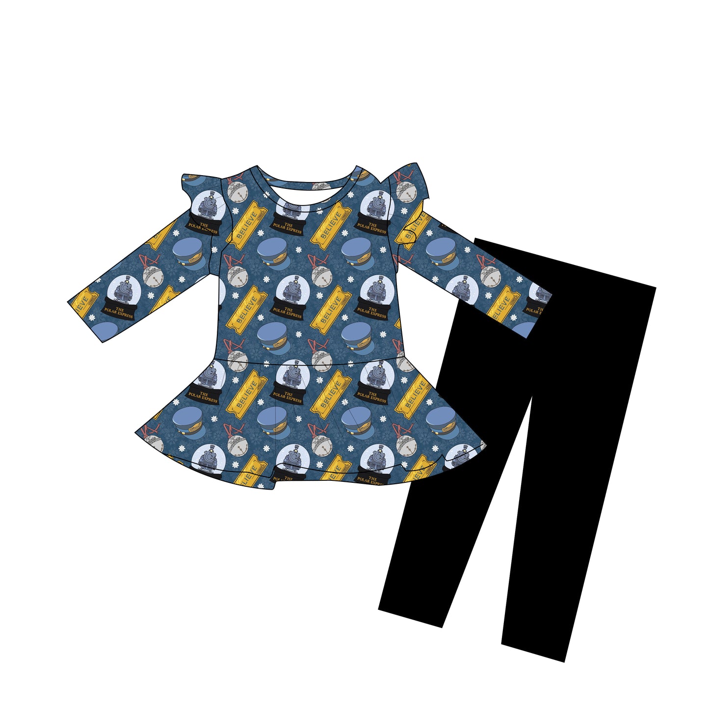 Train Ride long sleeve peplum and leggings PRE ORDER
