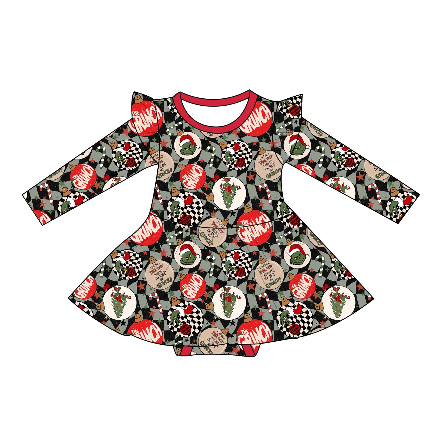 Holly Jolly long sleeve bodysuit twirl PRE ORDER