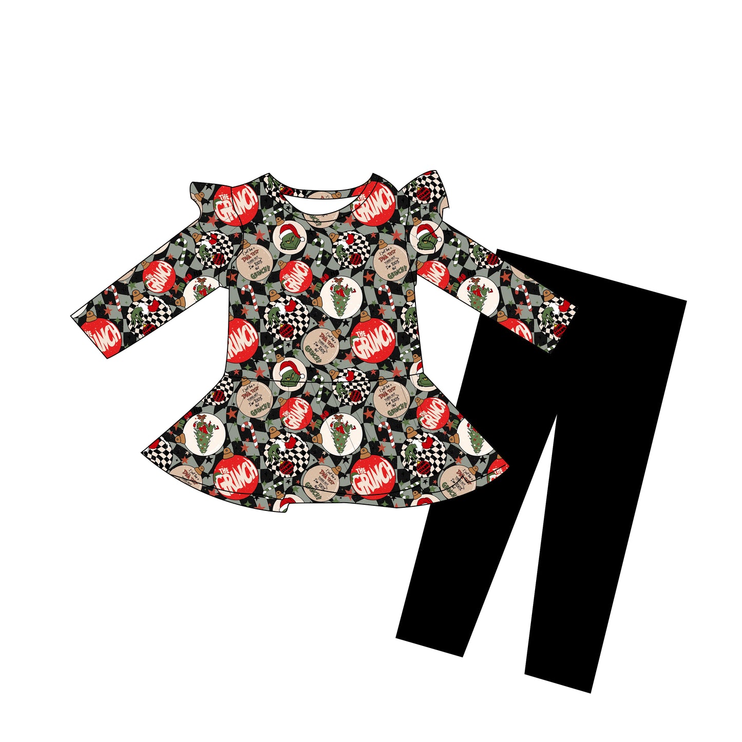 Holly Jolly long sleeve peplum and leggings PRE ORDER