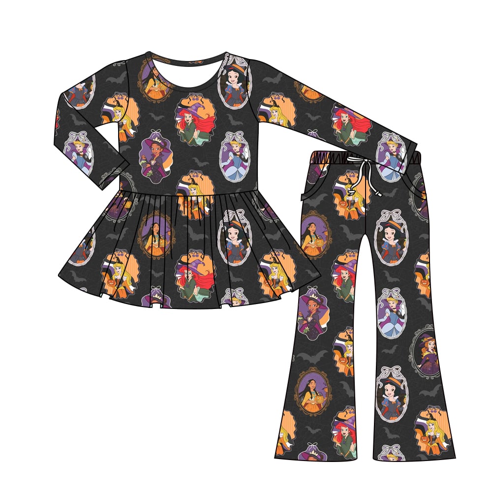 Spooky portraits long sleeve peplum top and flare pants Daywear RTS
