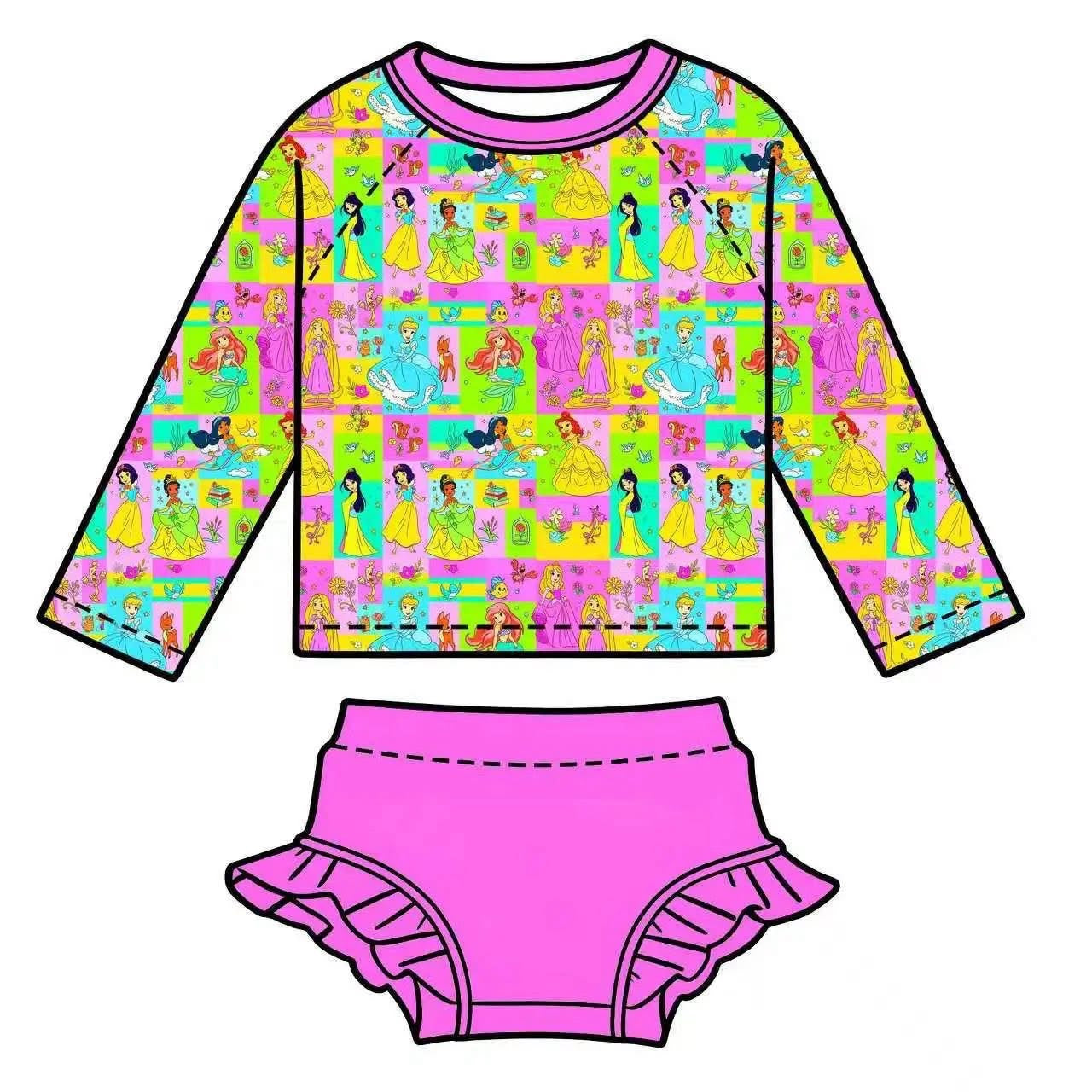 Neon Princess ruffle swim two pcs