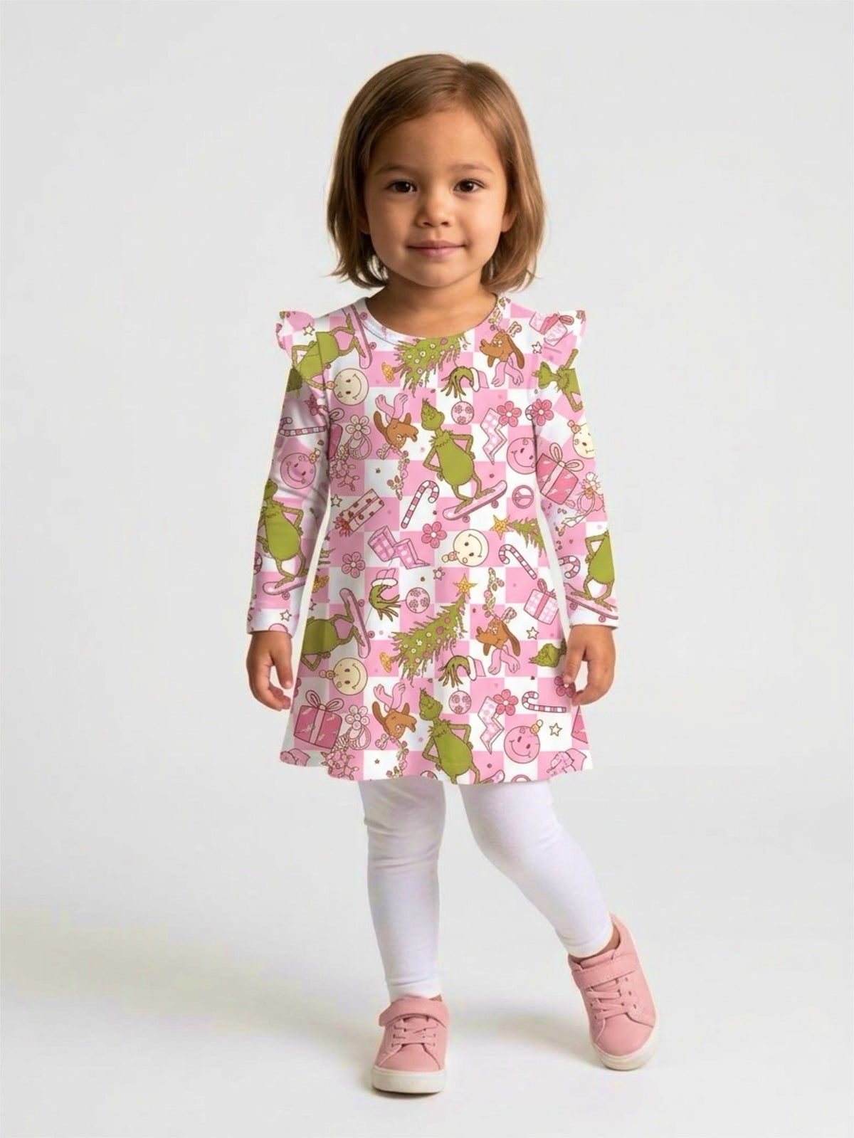 Pink Christmas long sleeve bodysuit twirl RTS