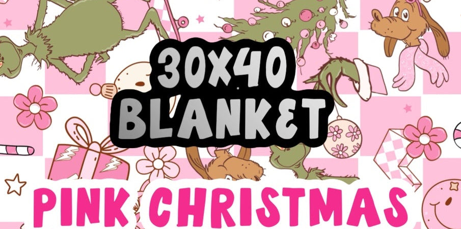 Pink Christmas 30x40 Bamboo + Minky Blanket PRE ORDER