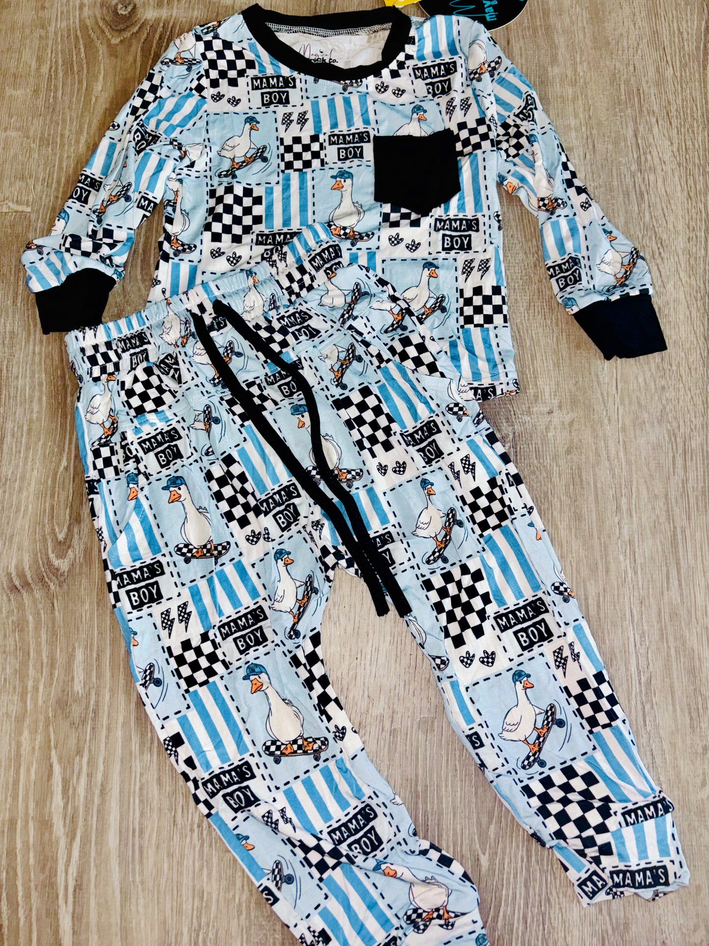 Mamas Boy long sleeve pocket tee and Joggers set RTS