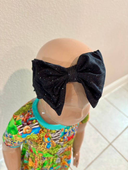 Glitter black bamboo bow RTS