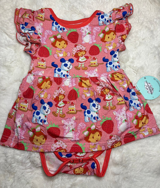 MAGICAL Retro Berry Pals short sleeve BodySuit Twirl Dress RTS
