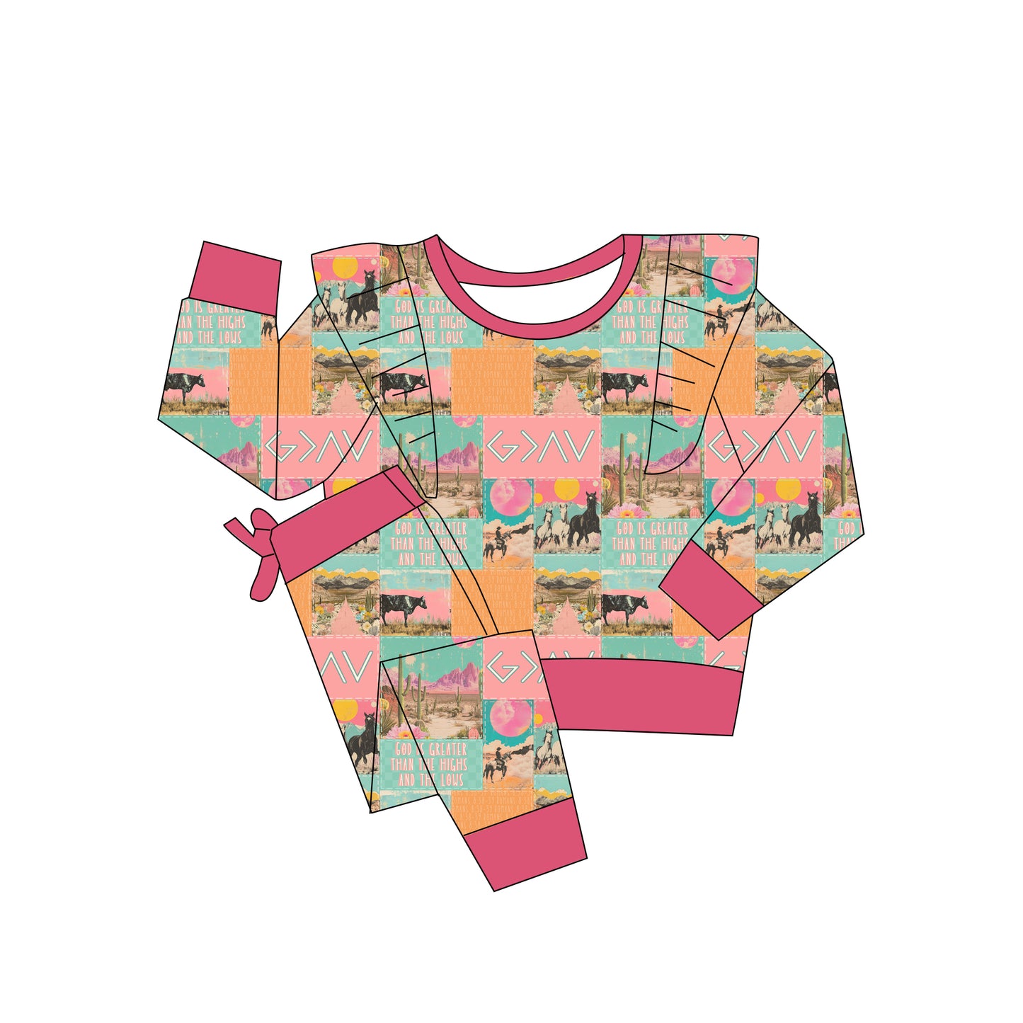 God is Greater (pink) French Terry Two Piece Jogger set RTS