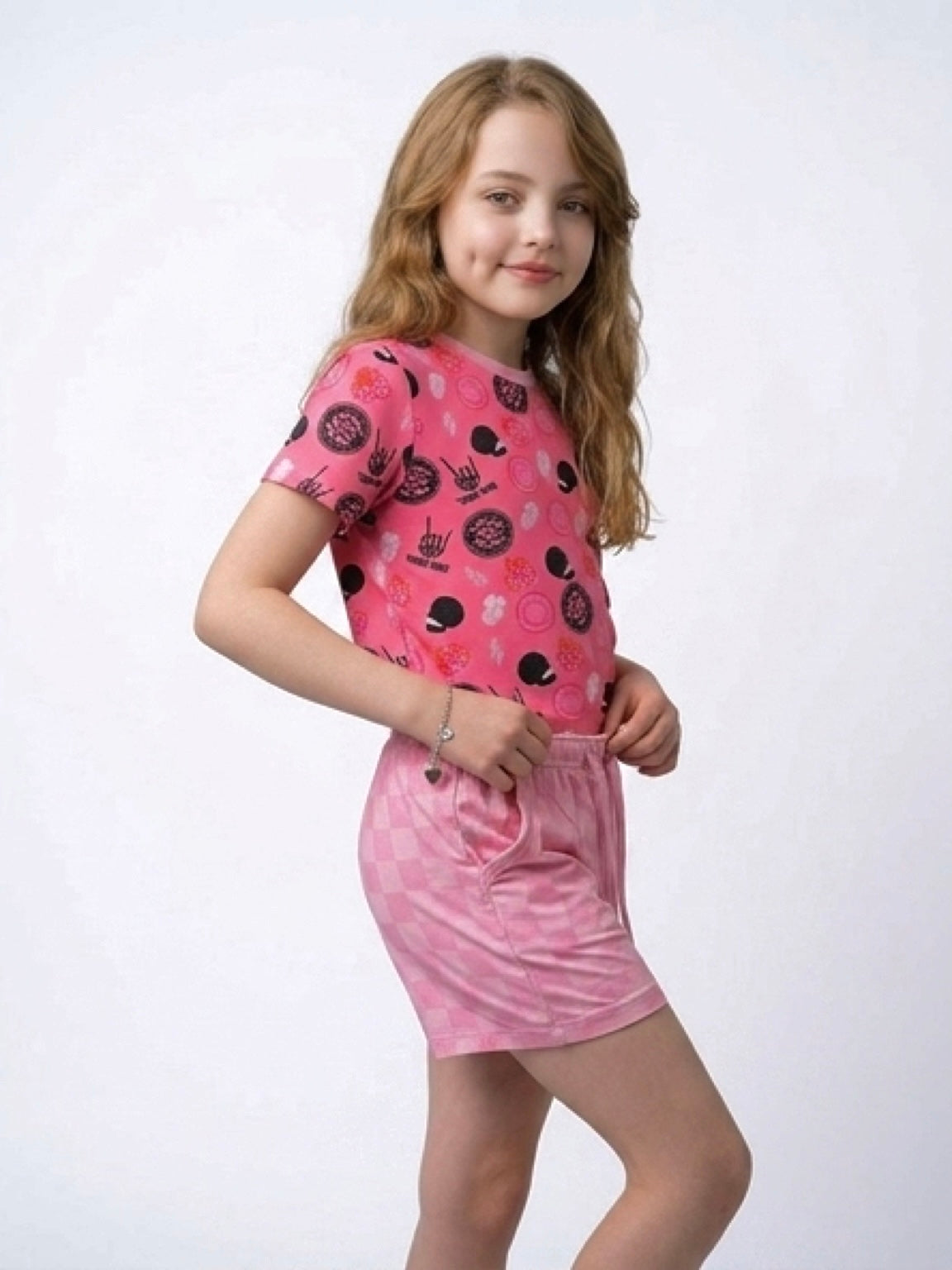 Trouble Maker (pink) checks day wear short set RTS