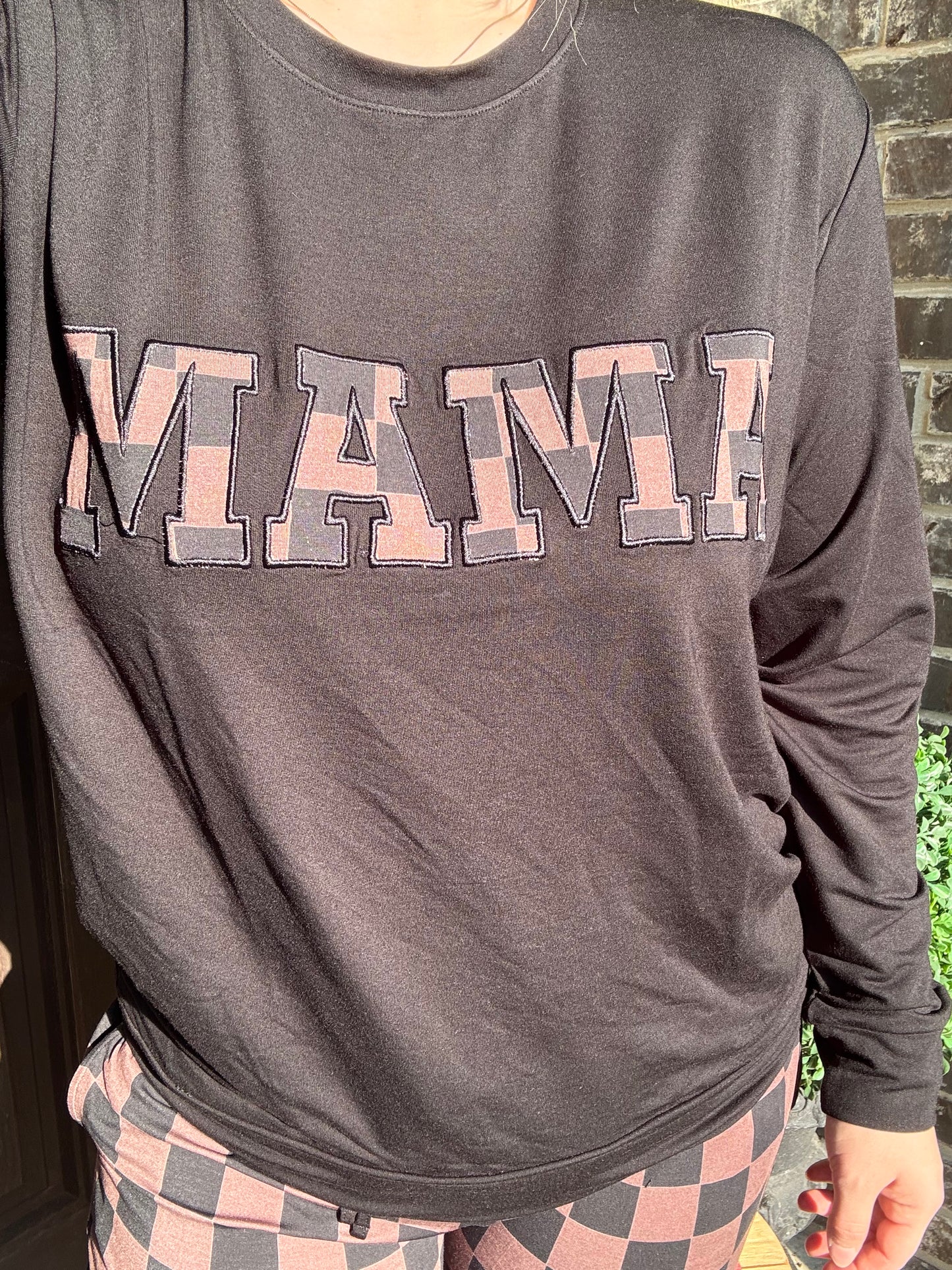 Cozy Luxe Checks Mama Crewneck RTS