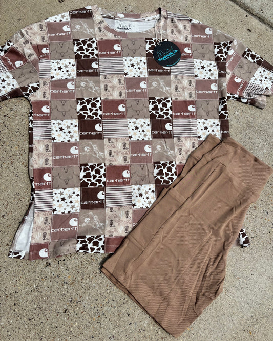 Mocha Carhartt ribbed biker set RTS
