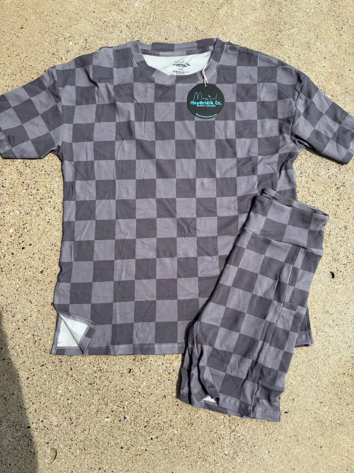 Gray Checks ribbed biker set RTS