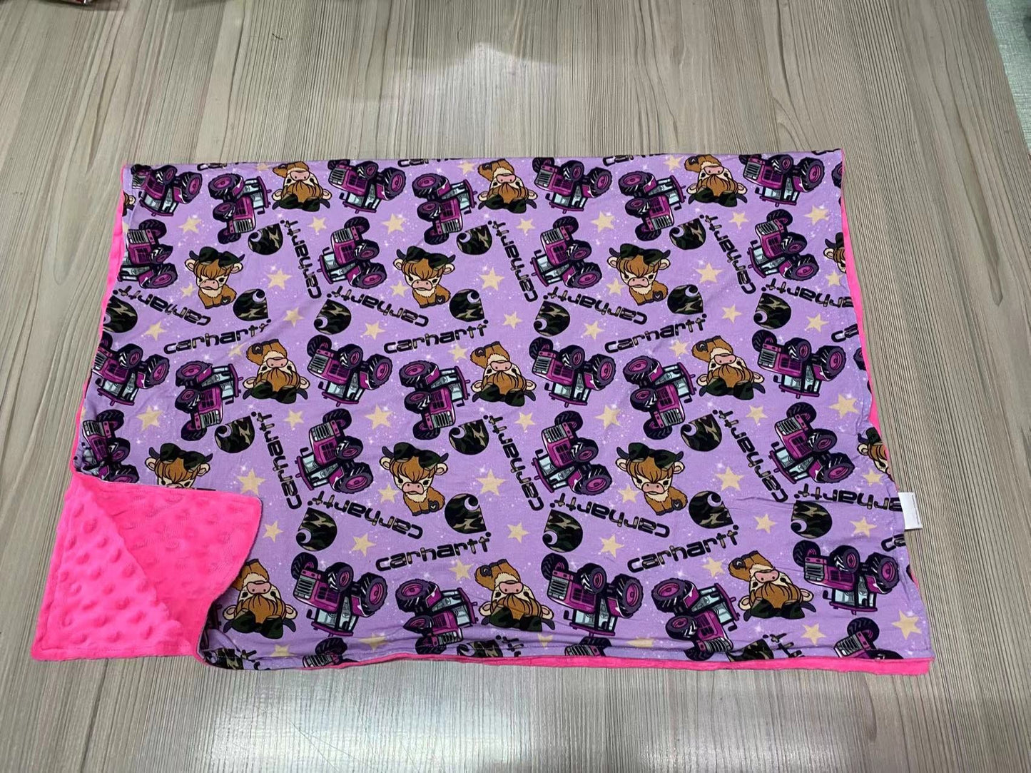 Pasture Friends (purple) 30x40 Bamboo + Minky Blanket RTS