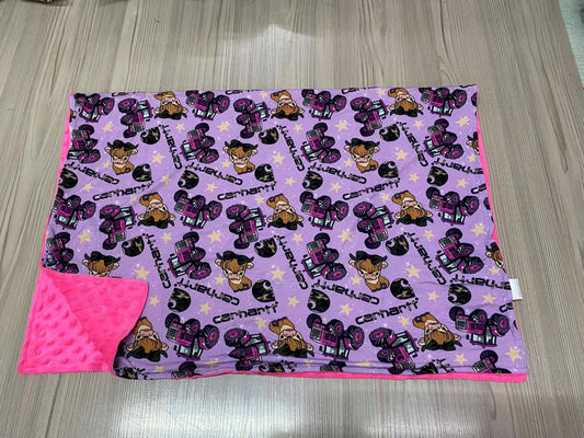 Pasture Friends (purple) 30x40 Bamboo + Minky Blanket RTS