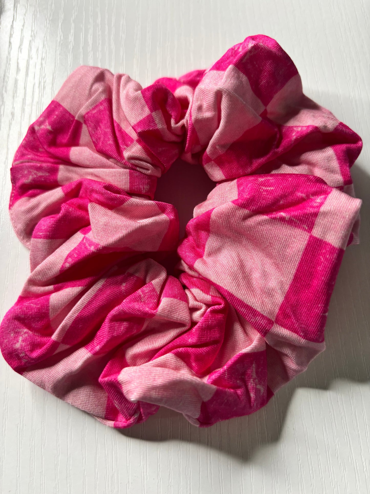 Flamingo checks oversized bamboo scrunchie