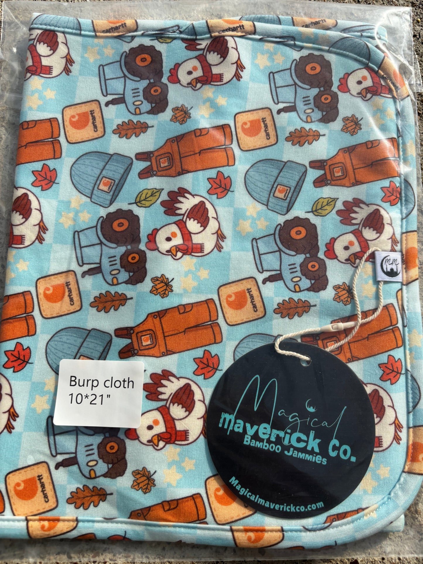 Fall Farm in blue Burp Cloth RTS