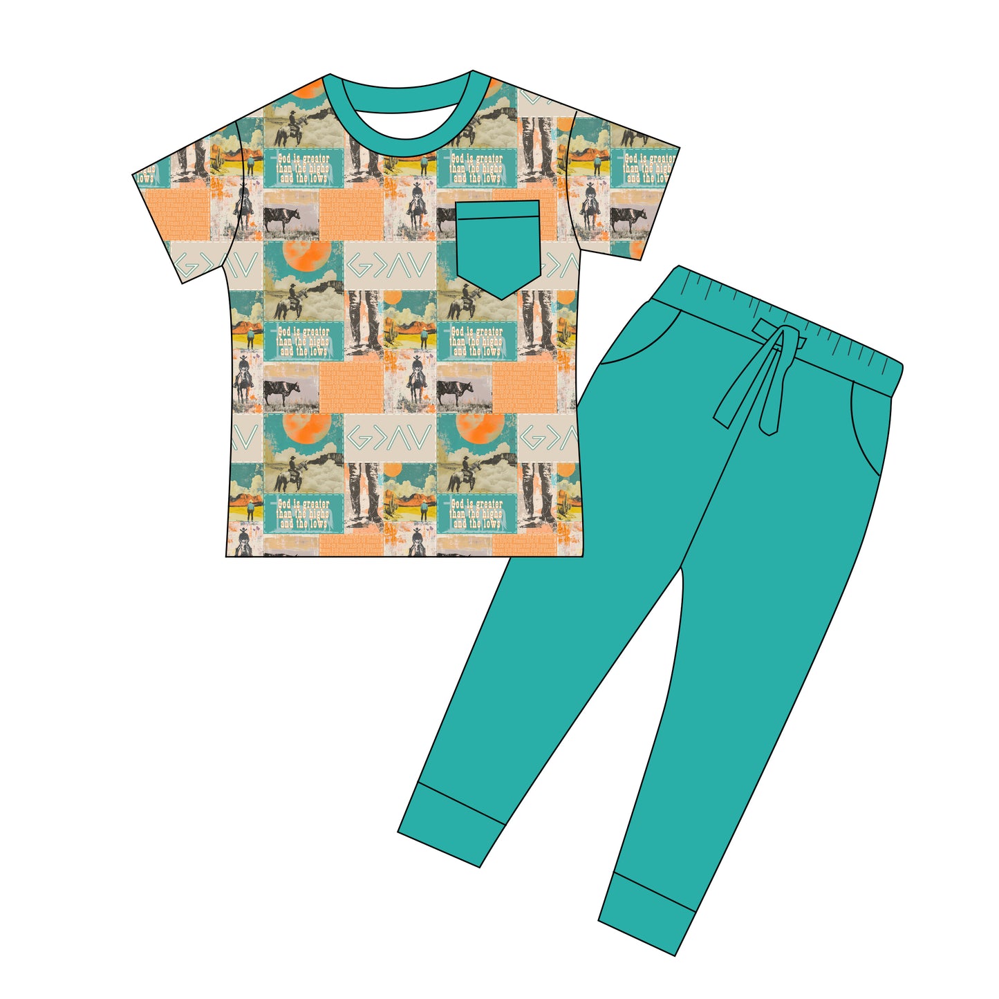 God is Greater (blue) Two Piece Jogger set RTS