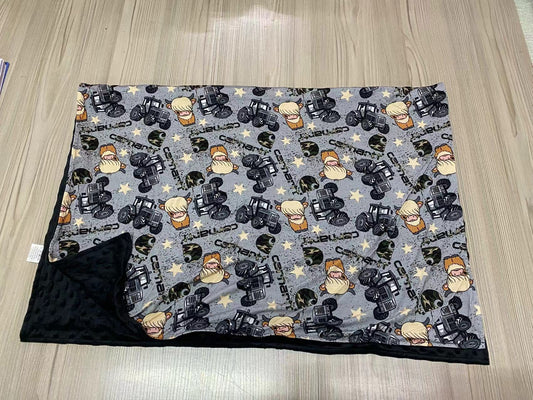 Pasture Friends (gray) 30x40 Bamboo + Minky Blanket RTS