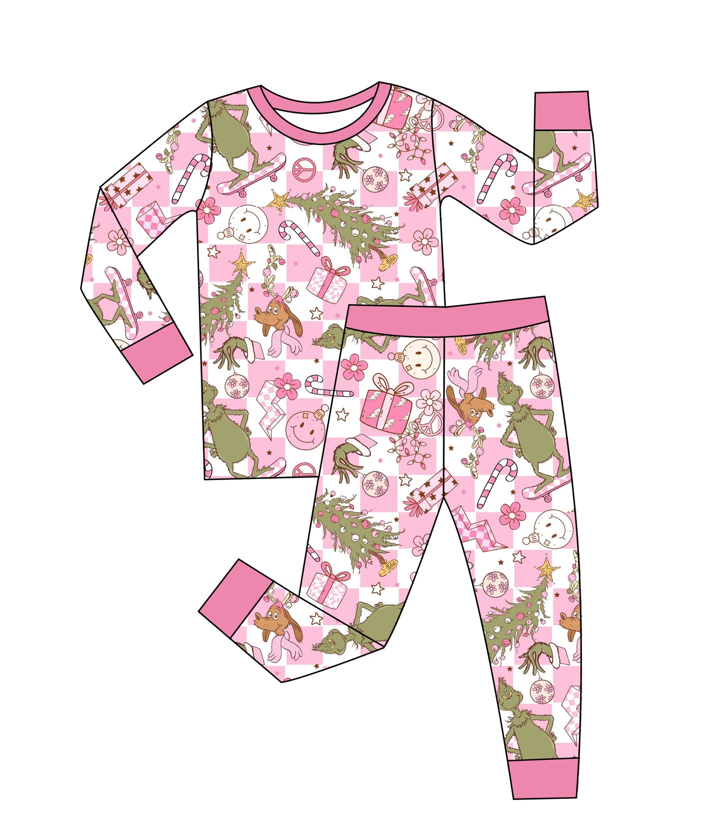 Pink Christmas long sleeve and pants PJS PRE ORDER