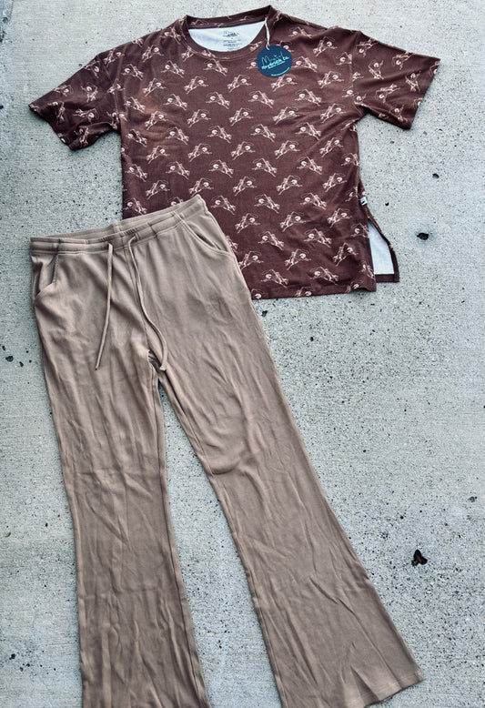 Rodeo ribbed pants set RTS