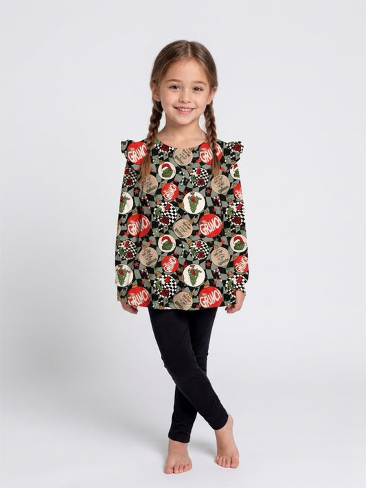 Holly Jolly long sleeve peplum and leggings RTS