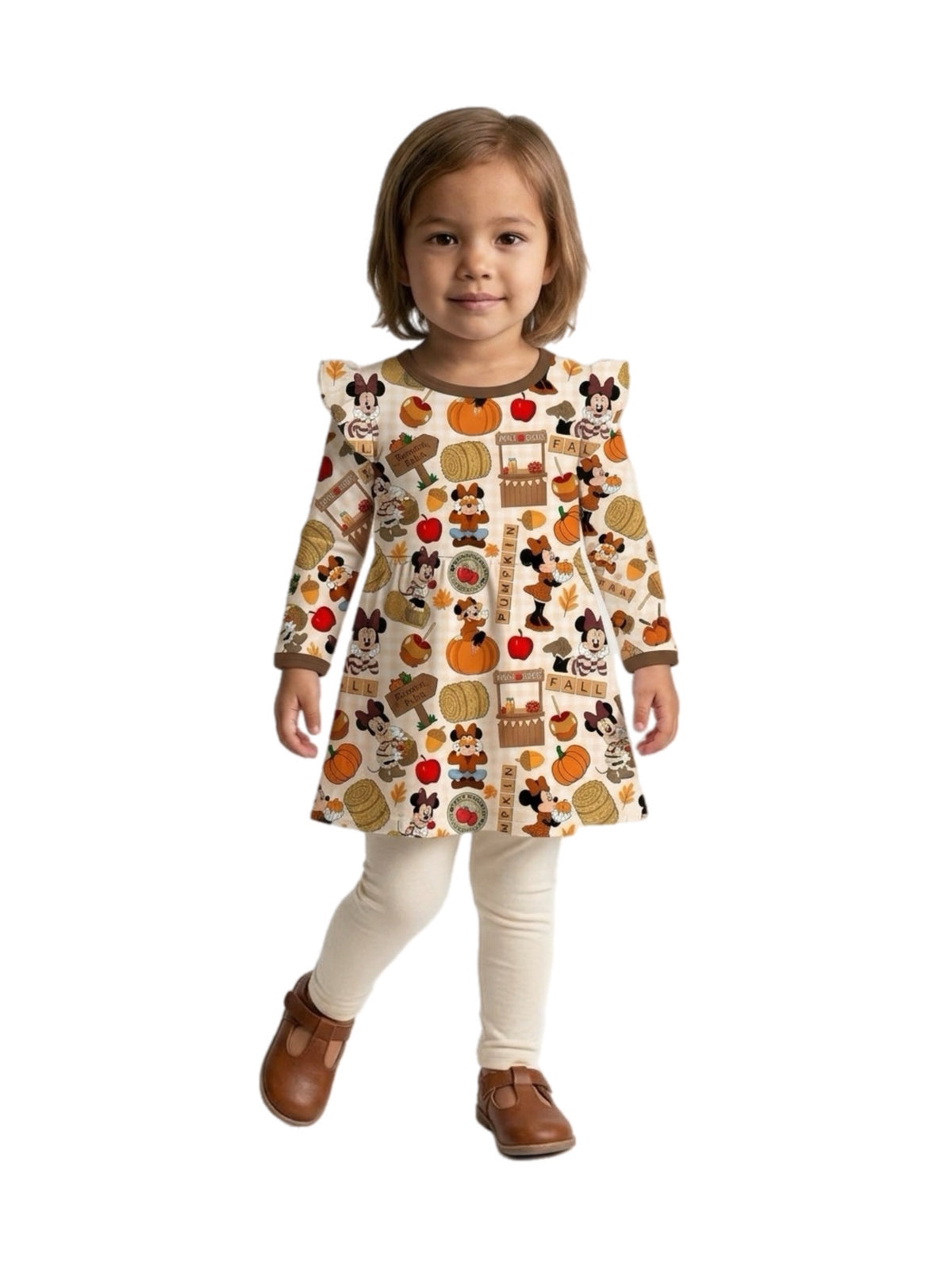 Pumpkin patch long sleeve BodySuit Twirl Dress RTS