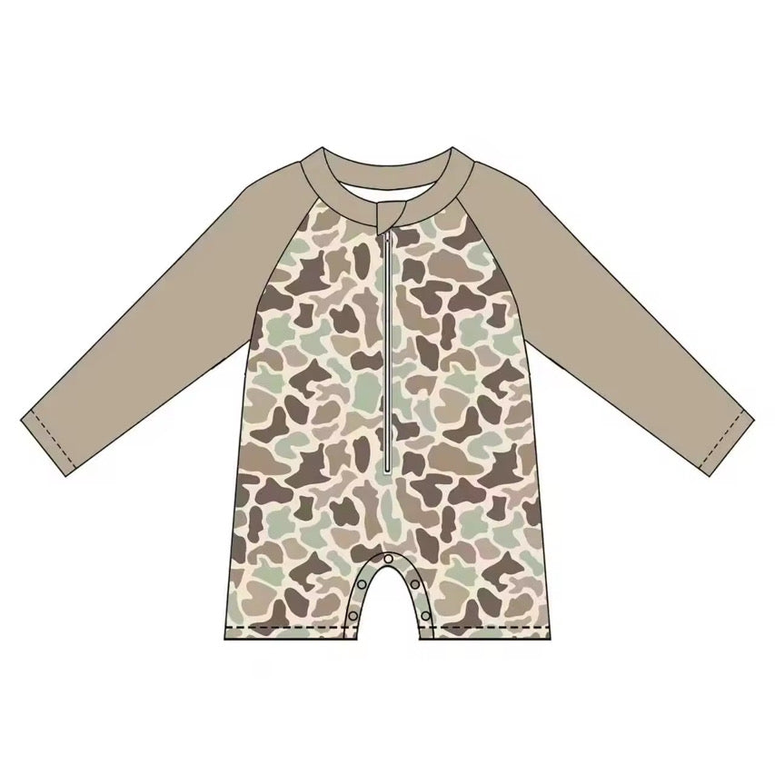 Camo swim with snaps