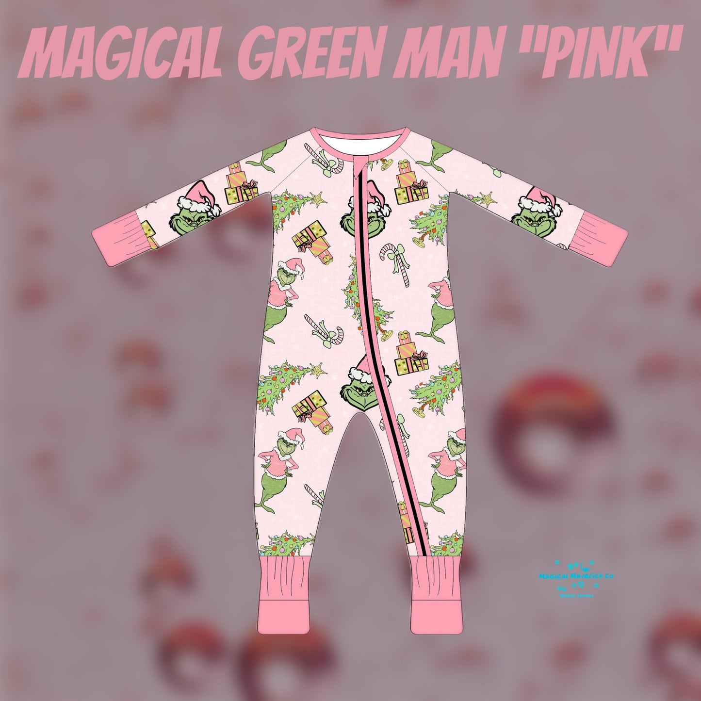 MAGICAL GREEN MAN PINK Zippy READY TO SHIP