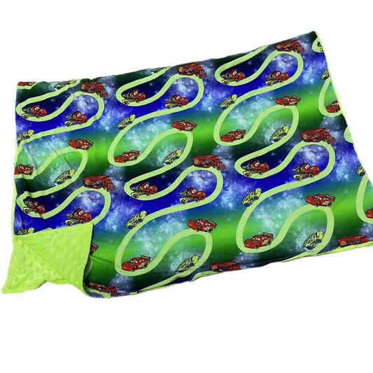 Glow Racers 30x40 Bamboo + Minky Blanket RTS